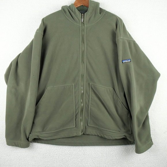 Patagonia Synchilla Sweater Mens Large Green Full Zip Hooded Sweatshirt Outdoor - Picture 1 of 7
